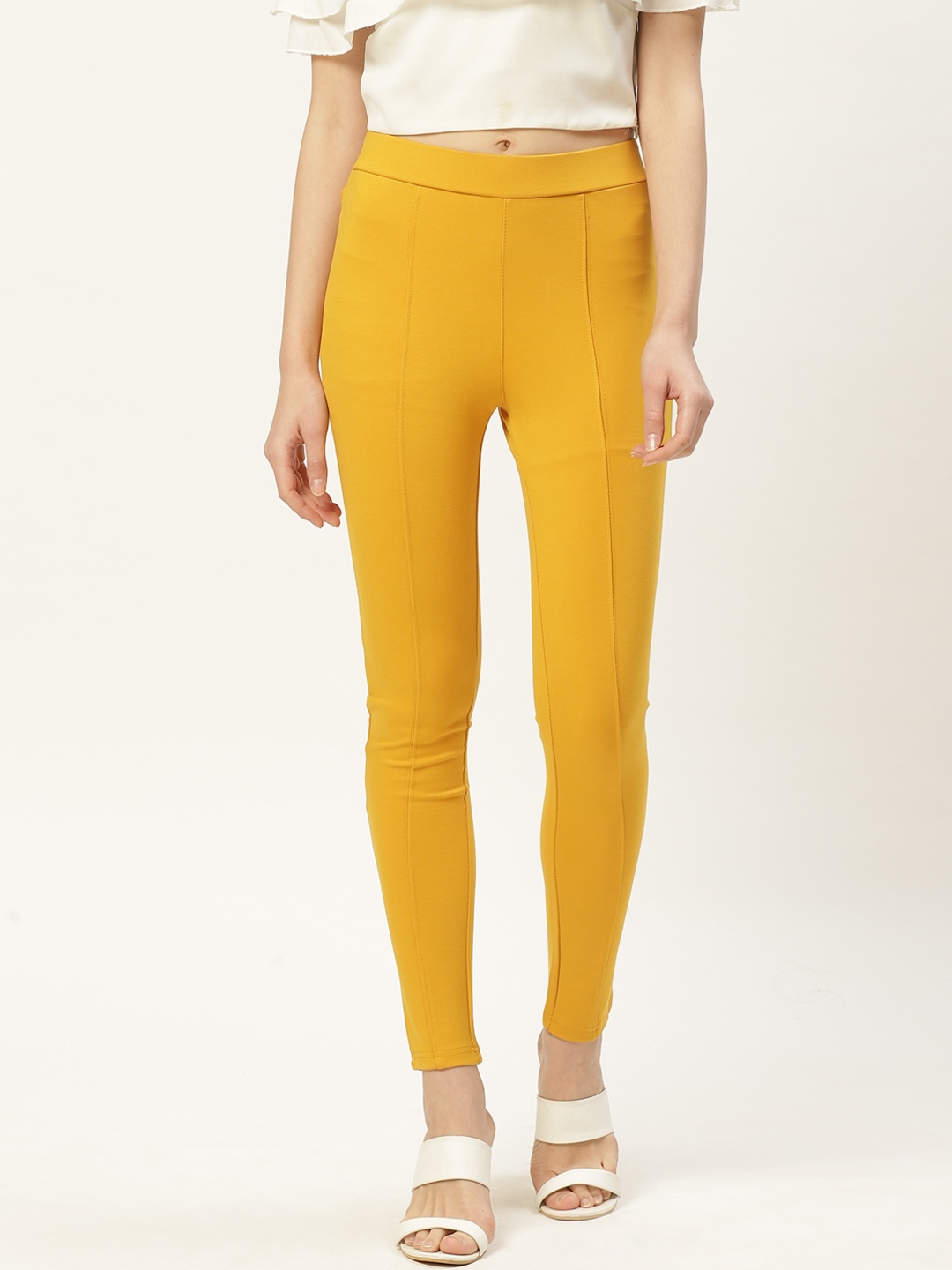 

Deewa Women Mustard Yellow Slim Fit Solid Treggings