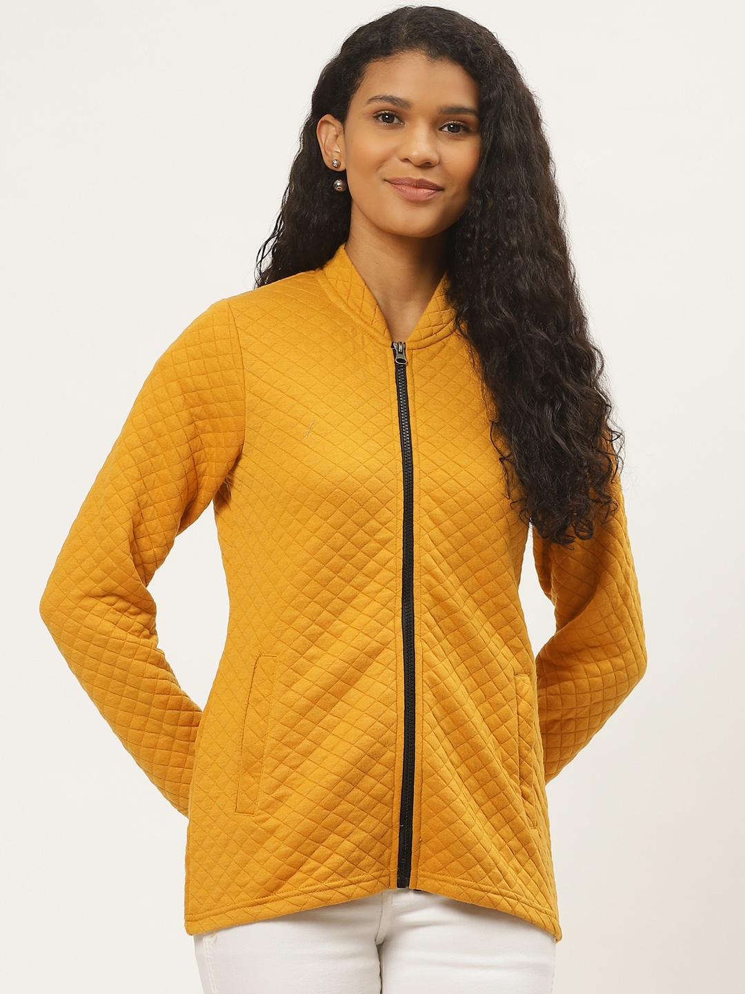 

Deewa Women Mustard Yellow Self Design Sweatshirt