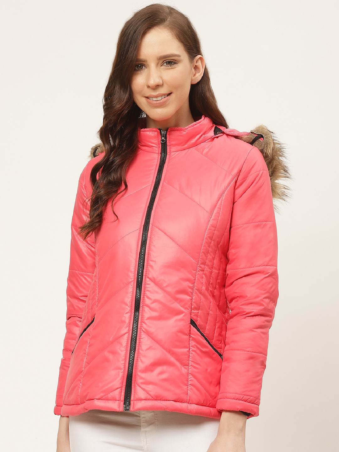 

Deewa Women Pink Solid Parka Jacket