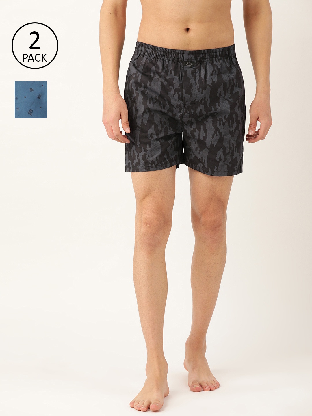 

Sweet Dreams Men Pack of 2 Printed Boxers MB-1601GT, Black