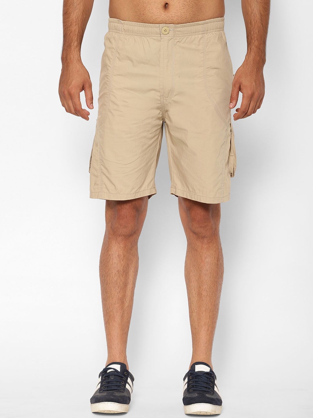 

SAPPER Men Beige Solid Regular Fit Cargo Shorts