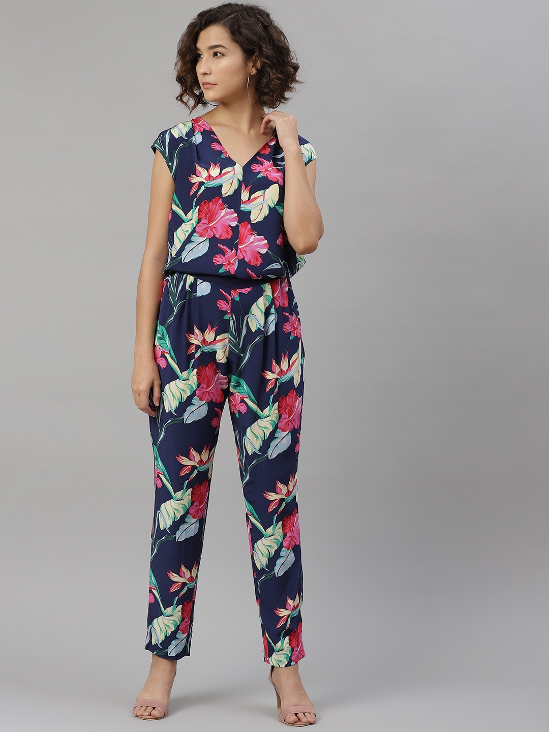 

Tommy Hilfiger Women Navy Blue & Pink Printed Basic Jumpsuit