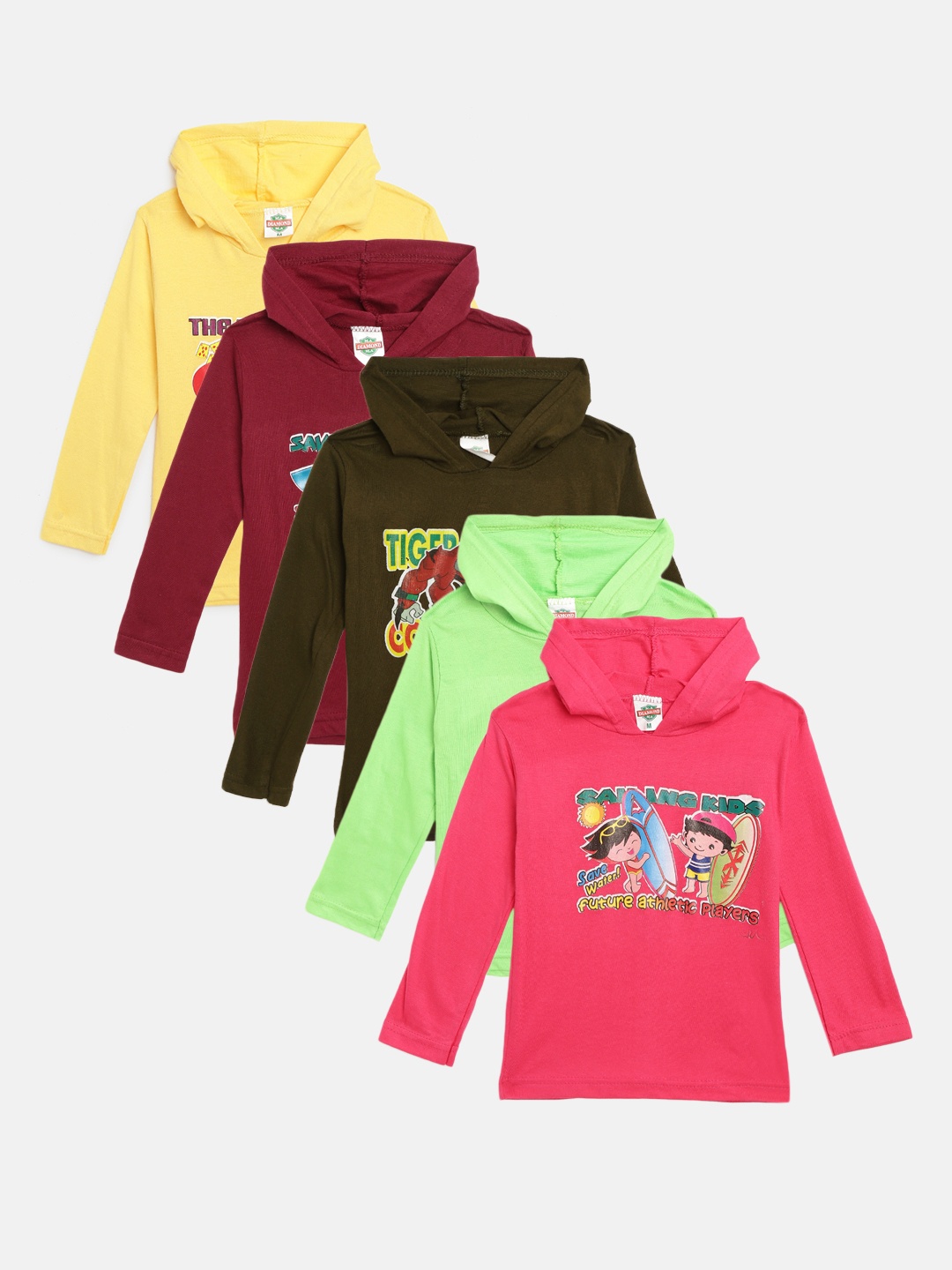 

MANZON Kids Pack of 5 Printed Pure Cotton T-shirts, Multi