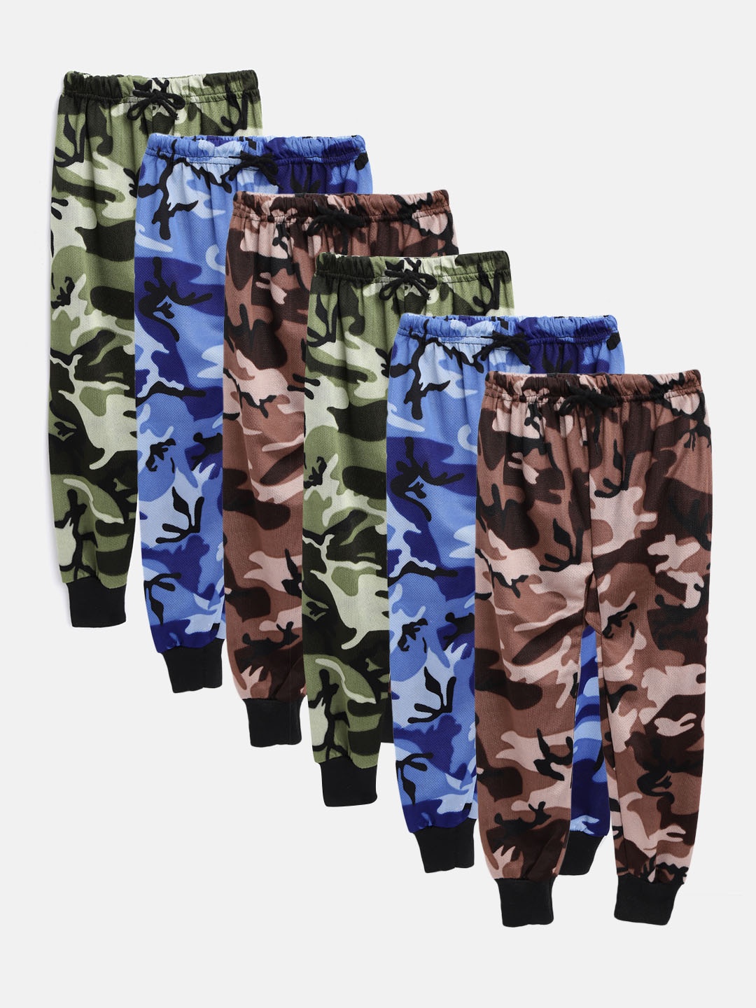 

MANZON Kids Pack of 6 Camouflage Print Joggers, Blue