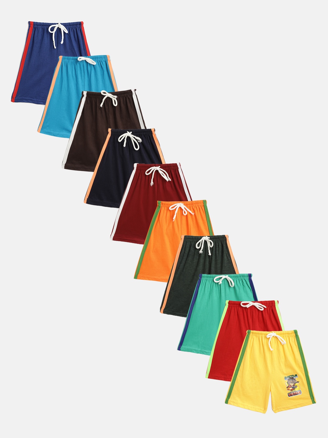 

MANZON Kids Pack of 10 Solid Shorts, Multi