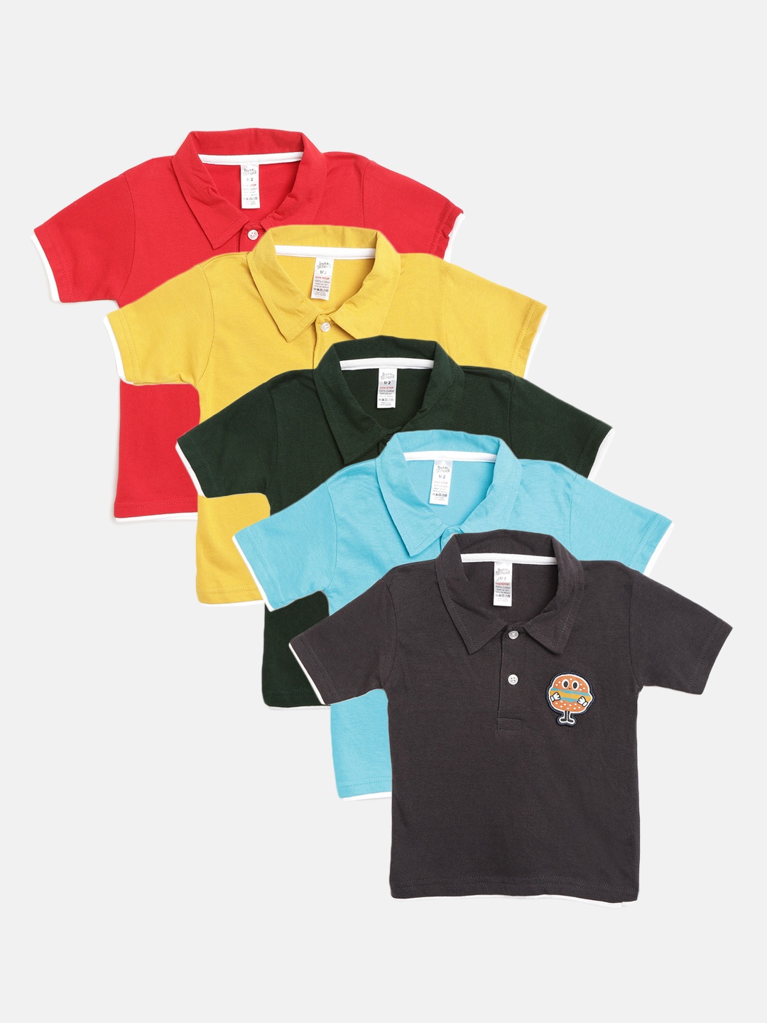 

MANZON Kids Pack of 5 Printed Pure Cotton T-shirts, Multi