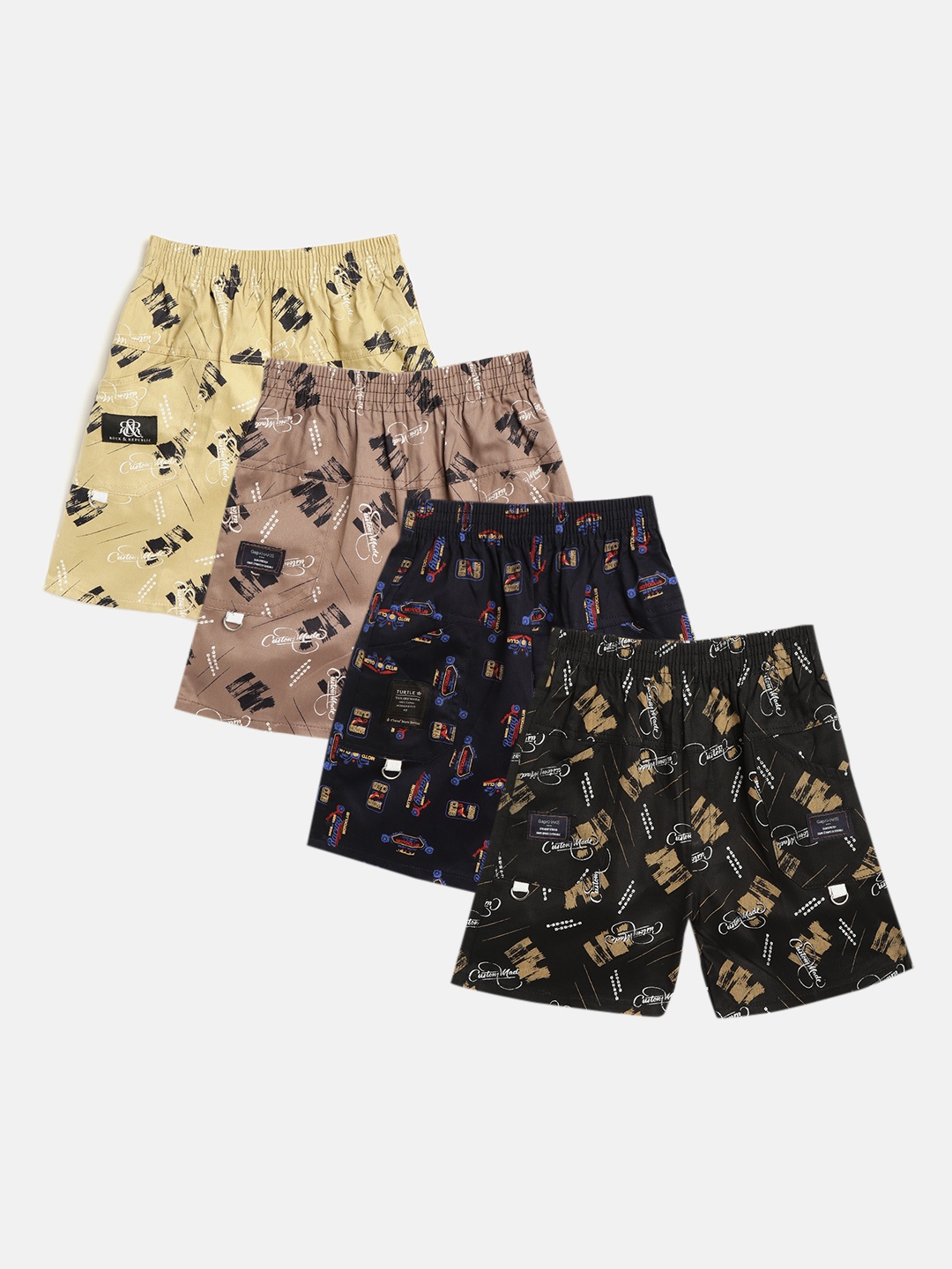 

MANZON Kids Pack of 4 Printed Shorts, Multi