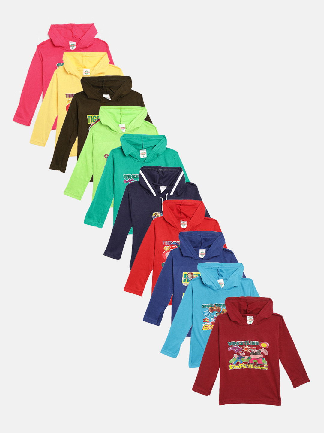 

MANZON Kids Pack of 10 Printed Pure Cotton T-shirts, Multi