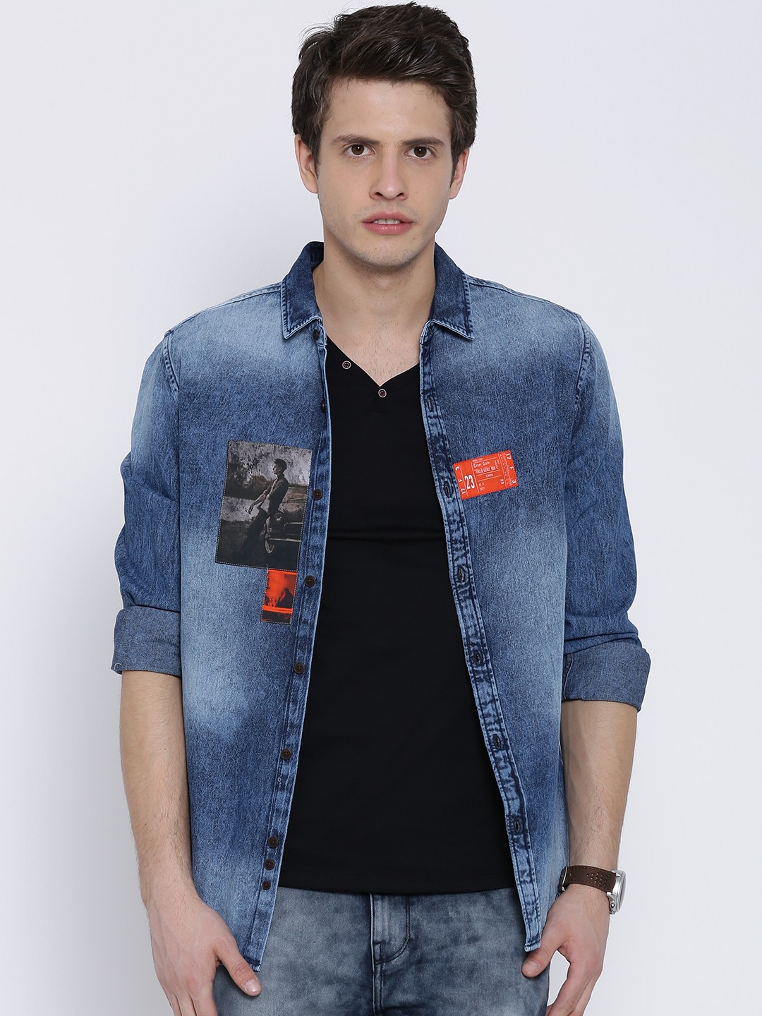 

United Colors of Benetton Blue Denim Washed Shirt