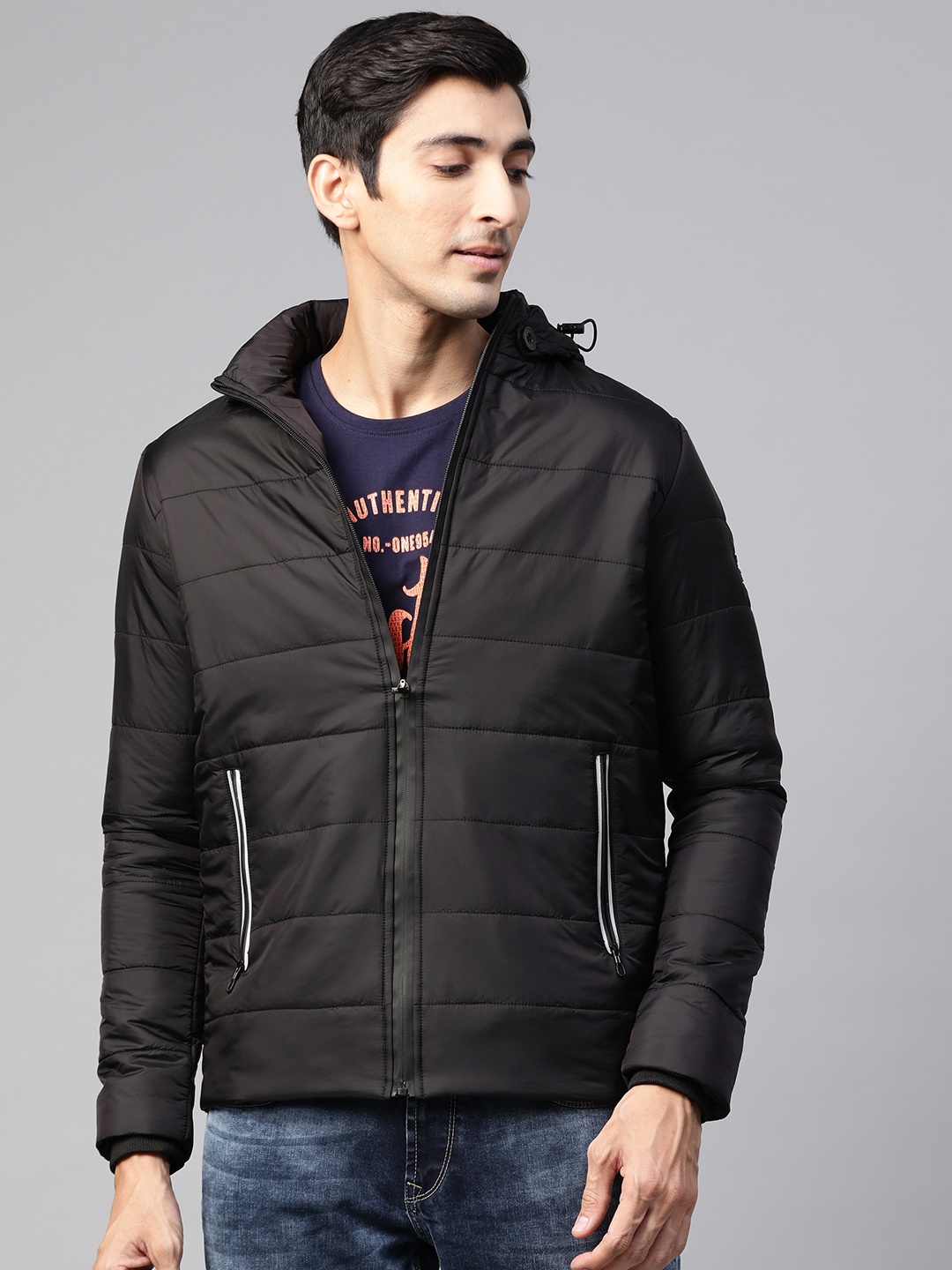 

SPYKAR Men Black Solid Insulator Detachable Hood Padded Jacket
