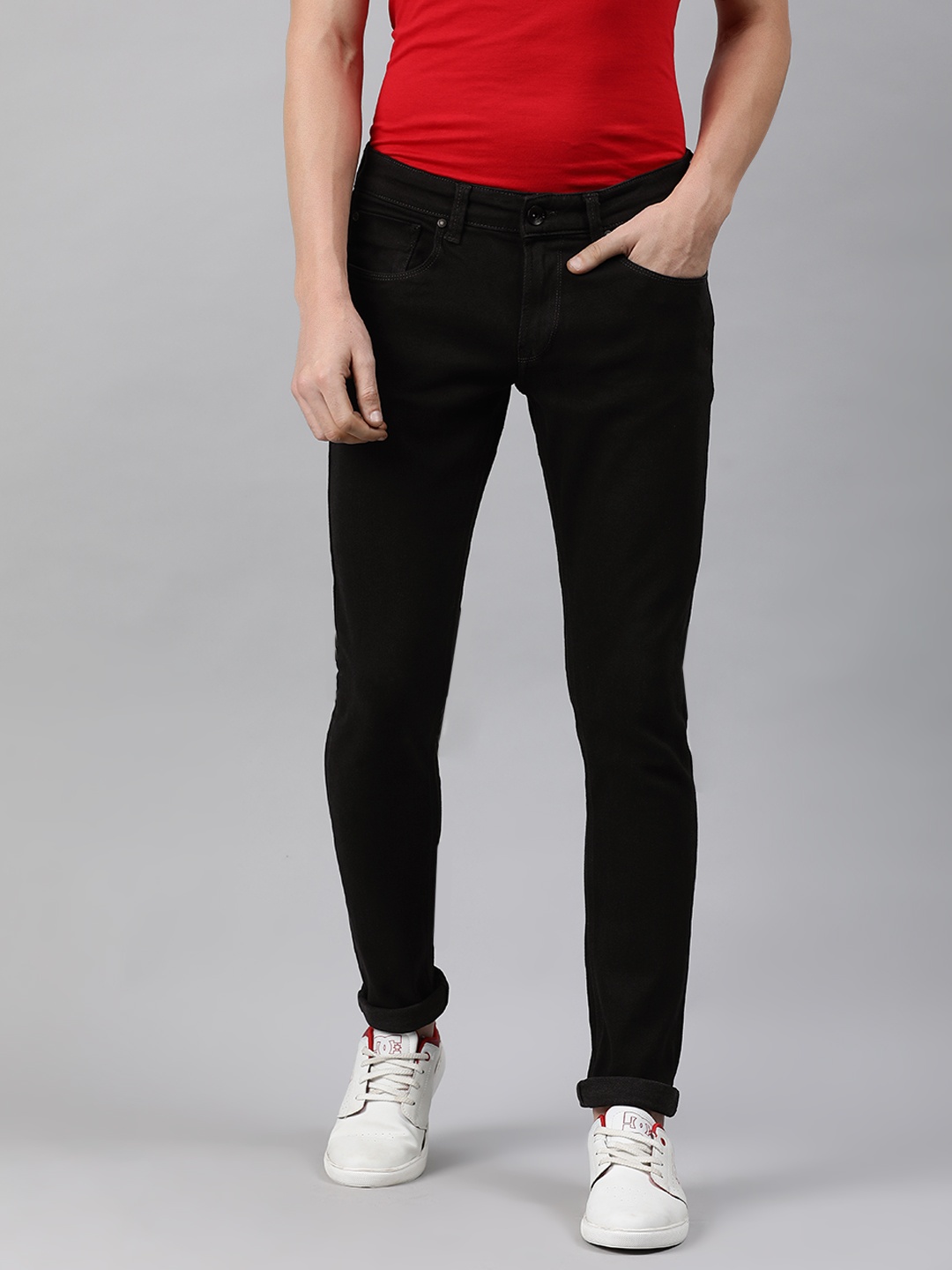 

SPYKAR Men Black Super Skinny Fit Low-Rise Clean Look Stretchable Jeans