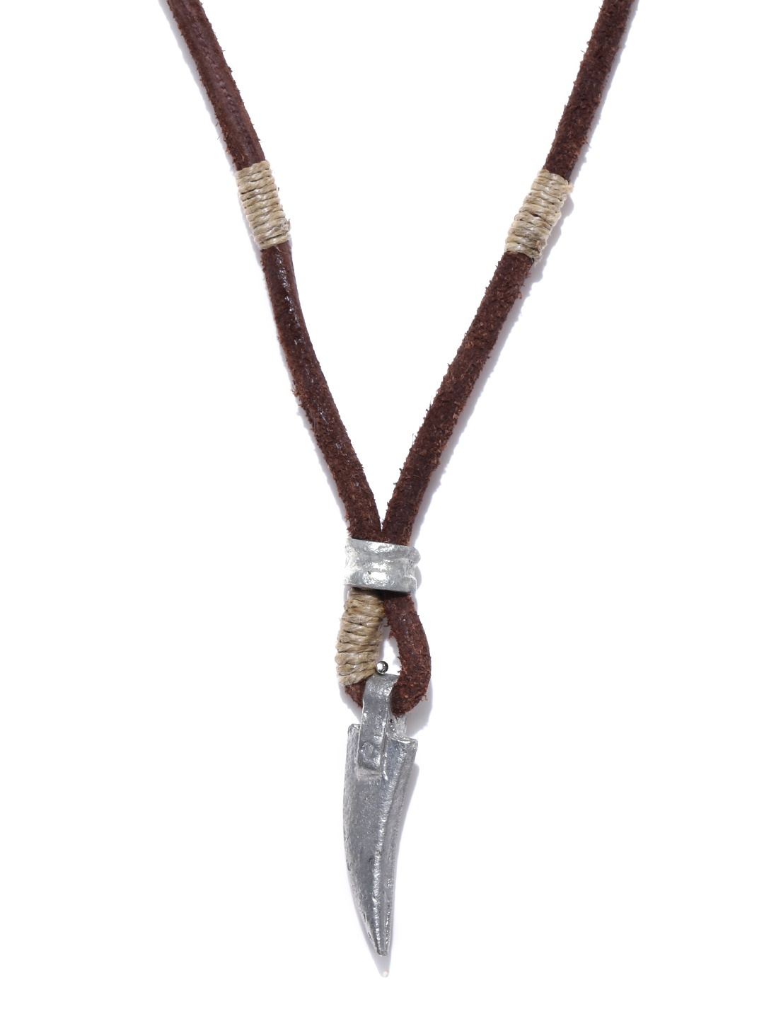 

Ayesha Men Brown & Oxidised Silver-Toned Necklace