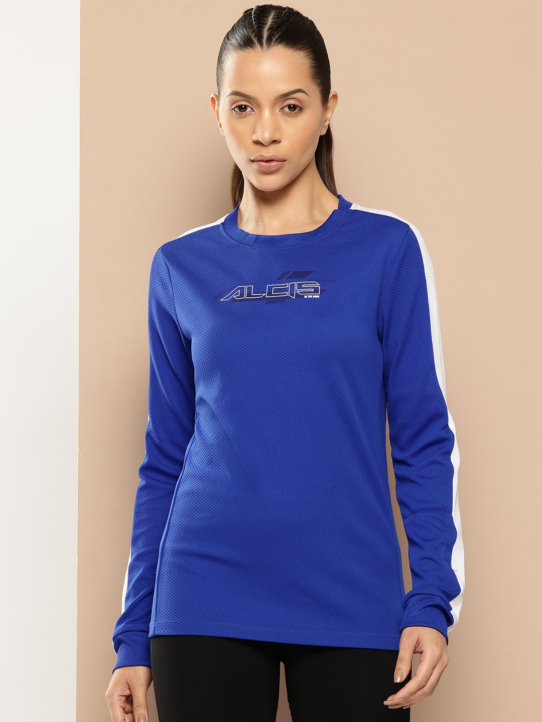 

Alcis Women Blue Self Design Sweatshirt
