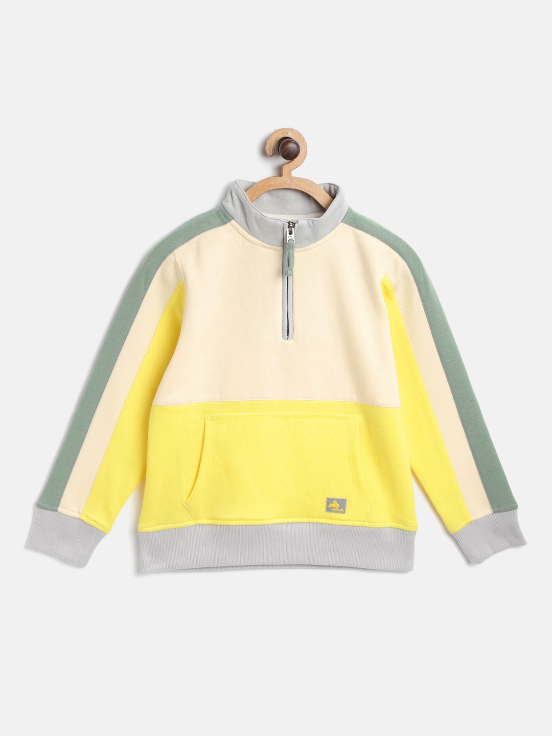 

Cherry Crumble Kids Cream-Coloured & Yellow Colourblocked Sweatshirt