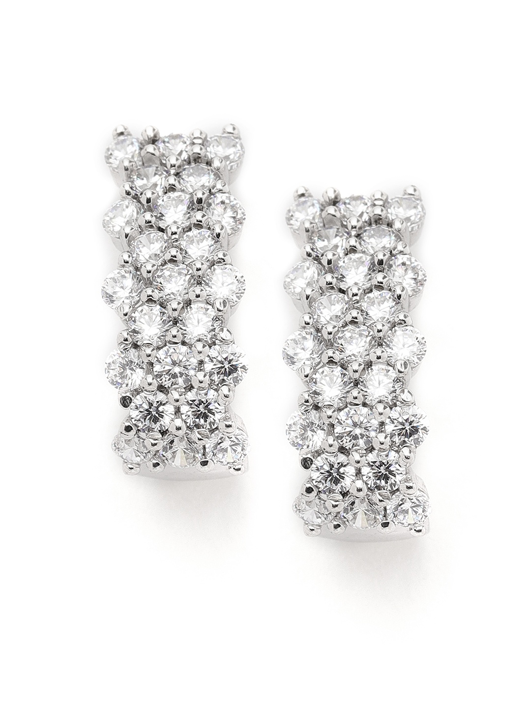 Clara Silver-Toned Rhodium-Plated Zirconia-Studded 92.5 Sterling Silver Studs