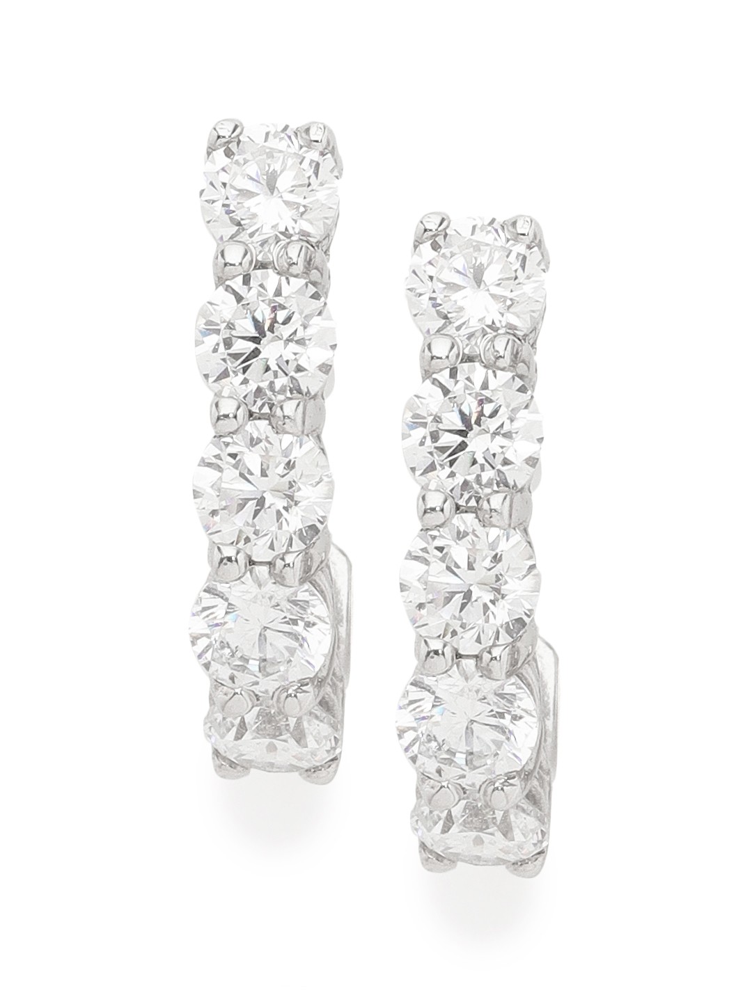 Clara Silver-Toned Rhodium-Plated Zirconia-Studded 92.5 Sterling Silver Geometric Studs