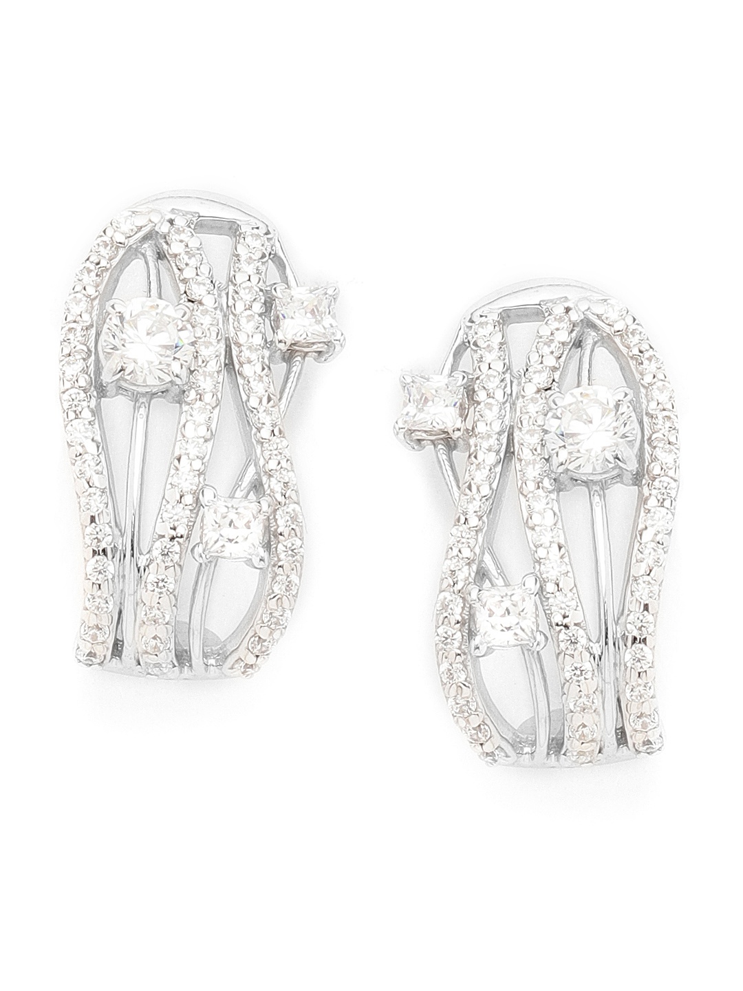 

Clara Silver-Toned Rhodium-Plated Zirconia-Studded 92.5 Sterling Silver Studs