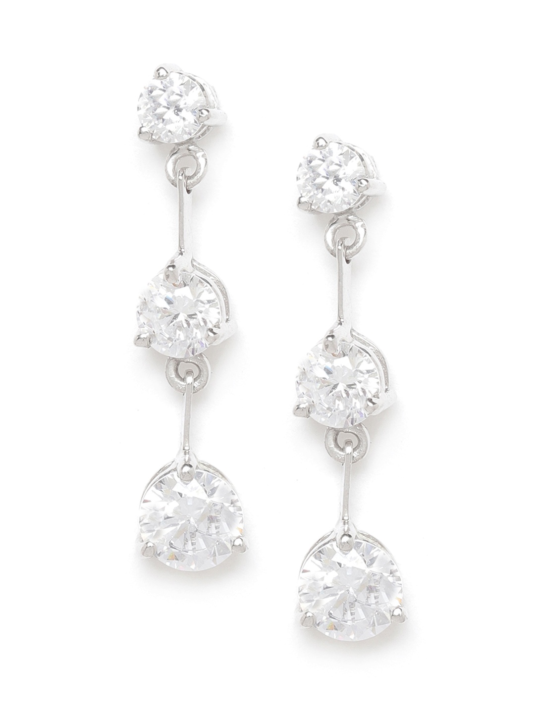Clara Silver-Toned Rhodium-Plated Zirconia-Studded 92.5 Sterling Silver Drop Earrings