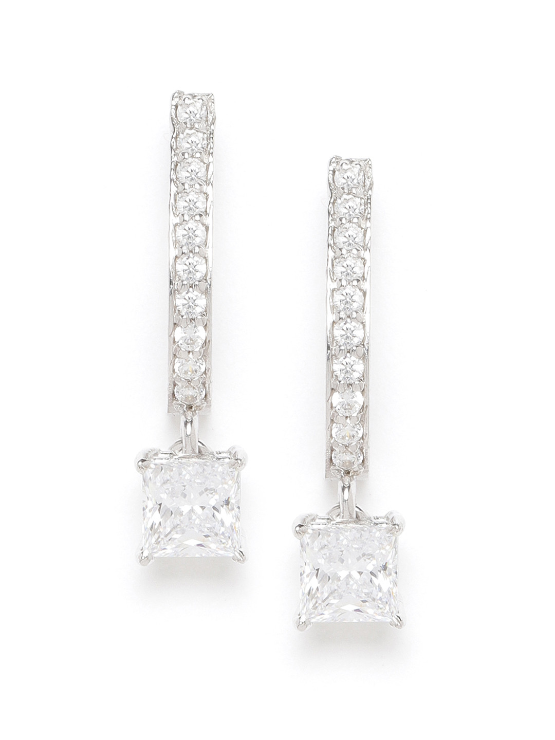 

Clara Silver-Toned Rhodium-Plated Zirconia-Studded 92.5 Sterling Silver Drop Earrings