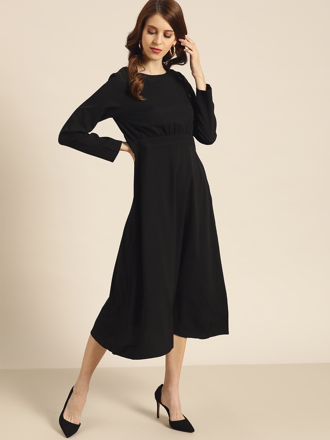 

her by invictus Women Black Solid A-Line Dress