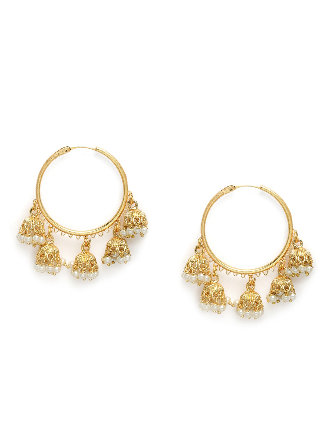 

Peora Gold-Plated Circular Hanging Jhumki Hoop Earrings