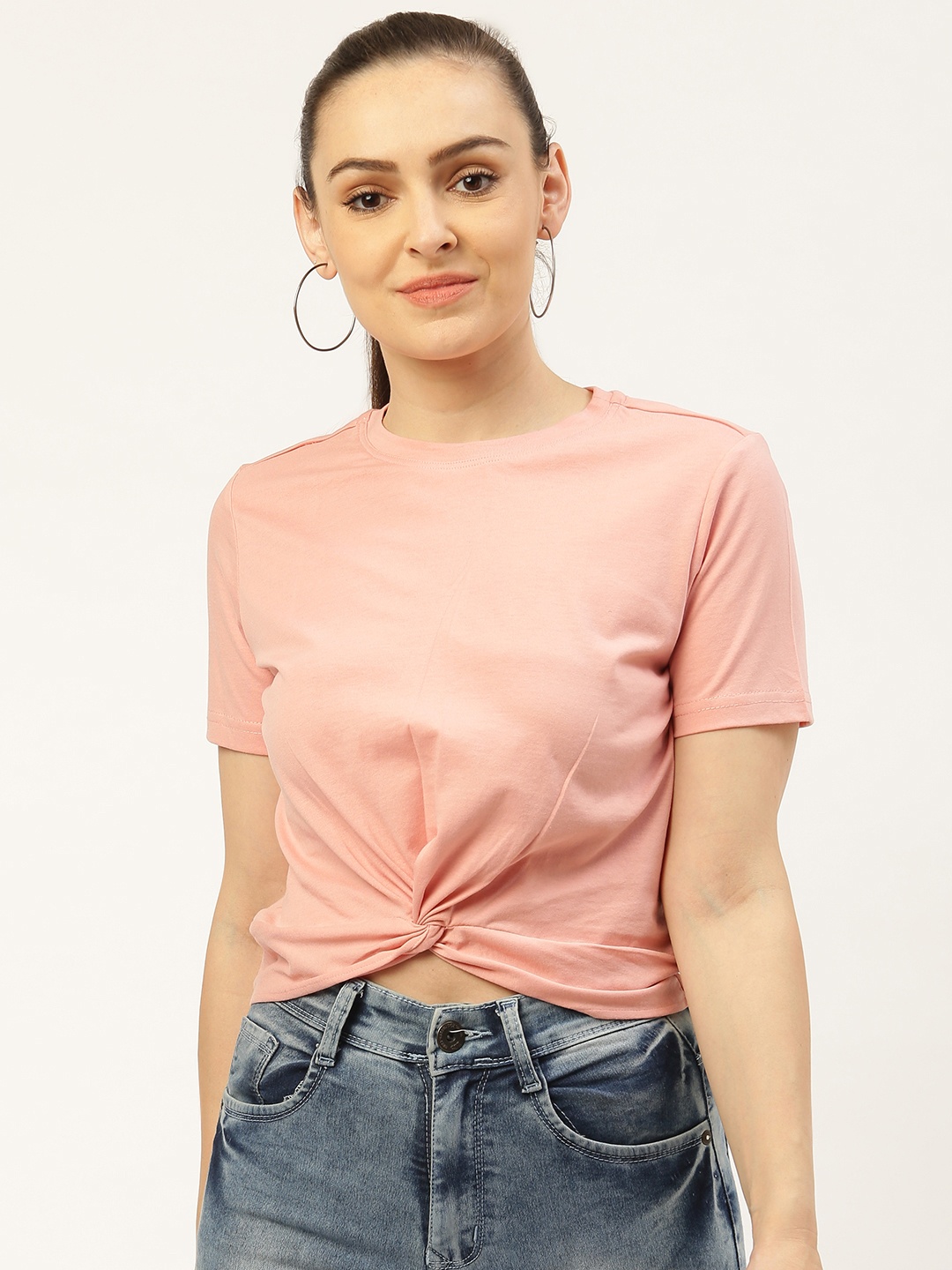 

Besiva Women Pink Solid Crop Top