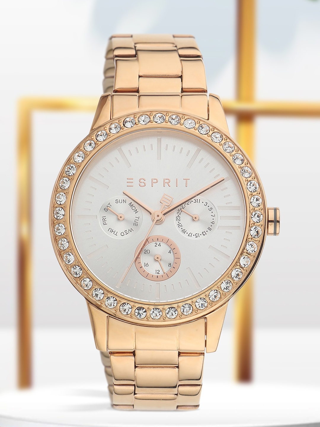 

ESPRIT Women Silver-Toned Patterned Dial & Gold Toned Analogue Watch ES1L138M0085