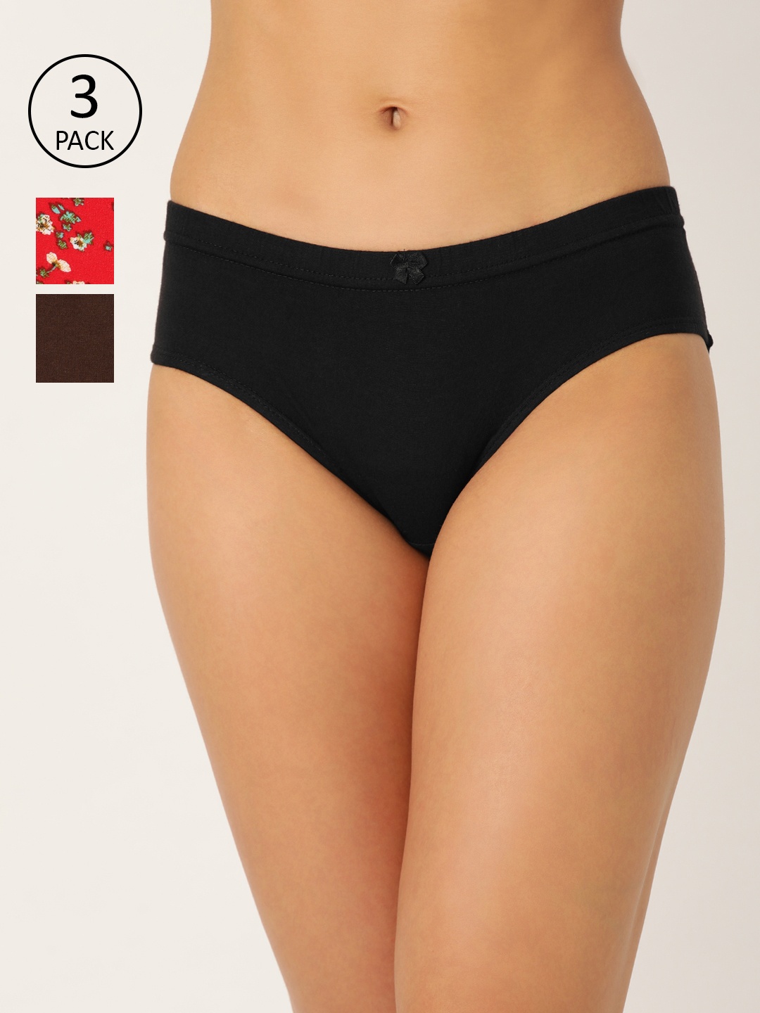 

Leading Lady Women Pack of 3 Assorted Hipster Briefs Leena-3-RED-PR-S, Black
