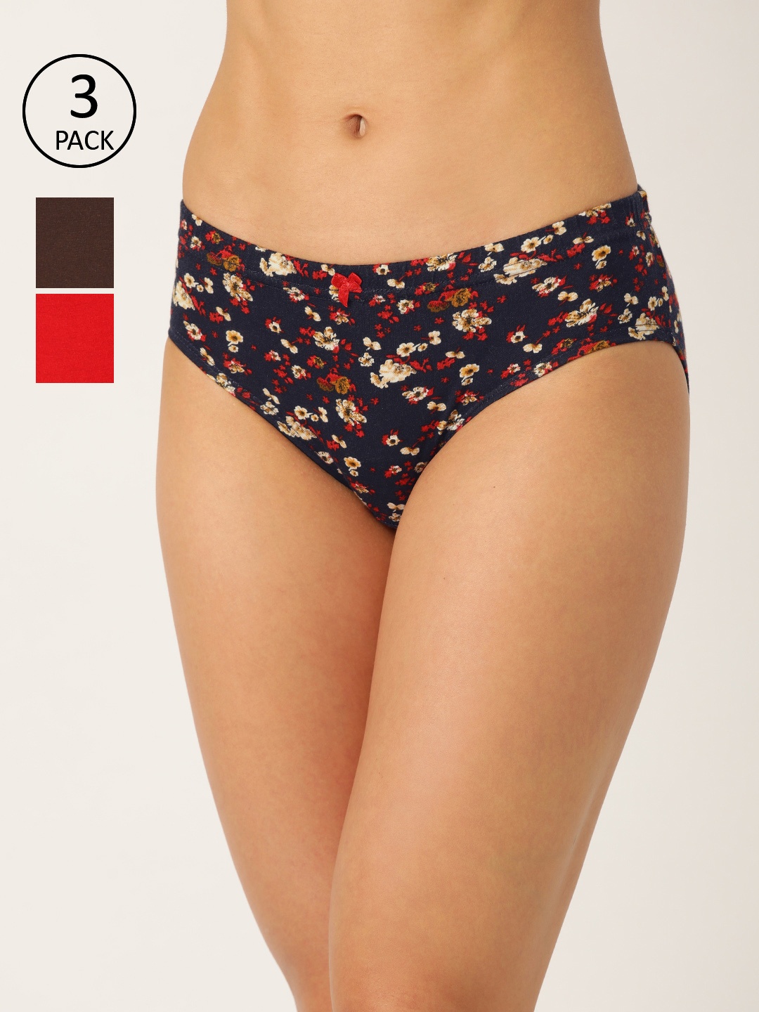 

Leading Lady Women Pack of 3 Assorted Hipster Briefs Leena-3-BLK-PR-S, Navy blue