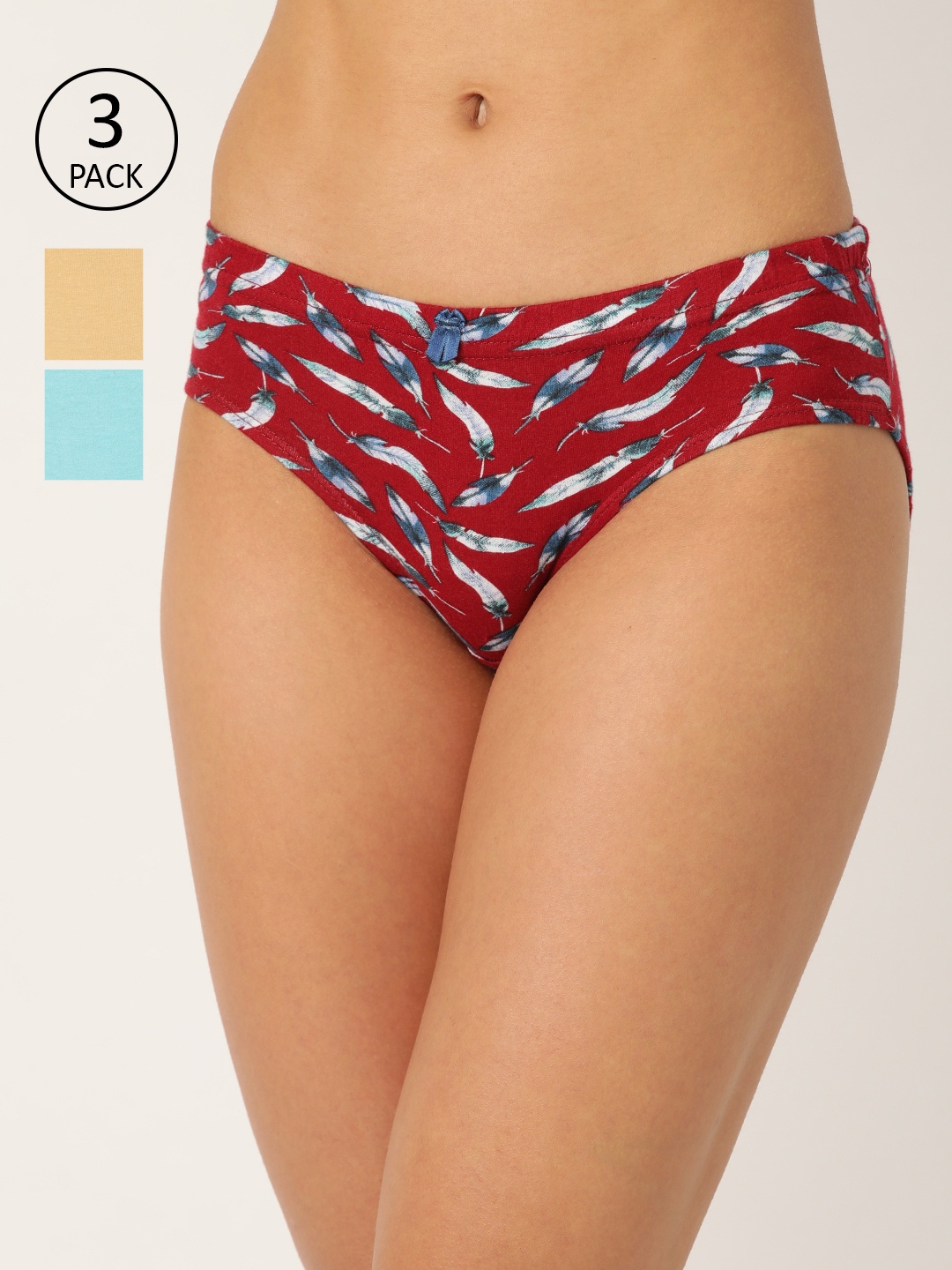 

Leading Lady Women Pack of 3 Hipster Briefs Tina-3-RED-PR-S, Maroon