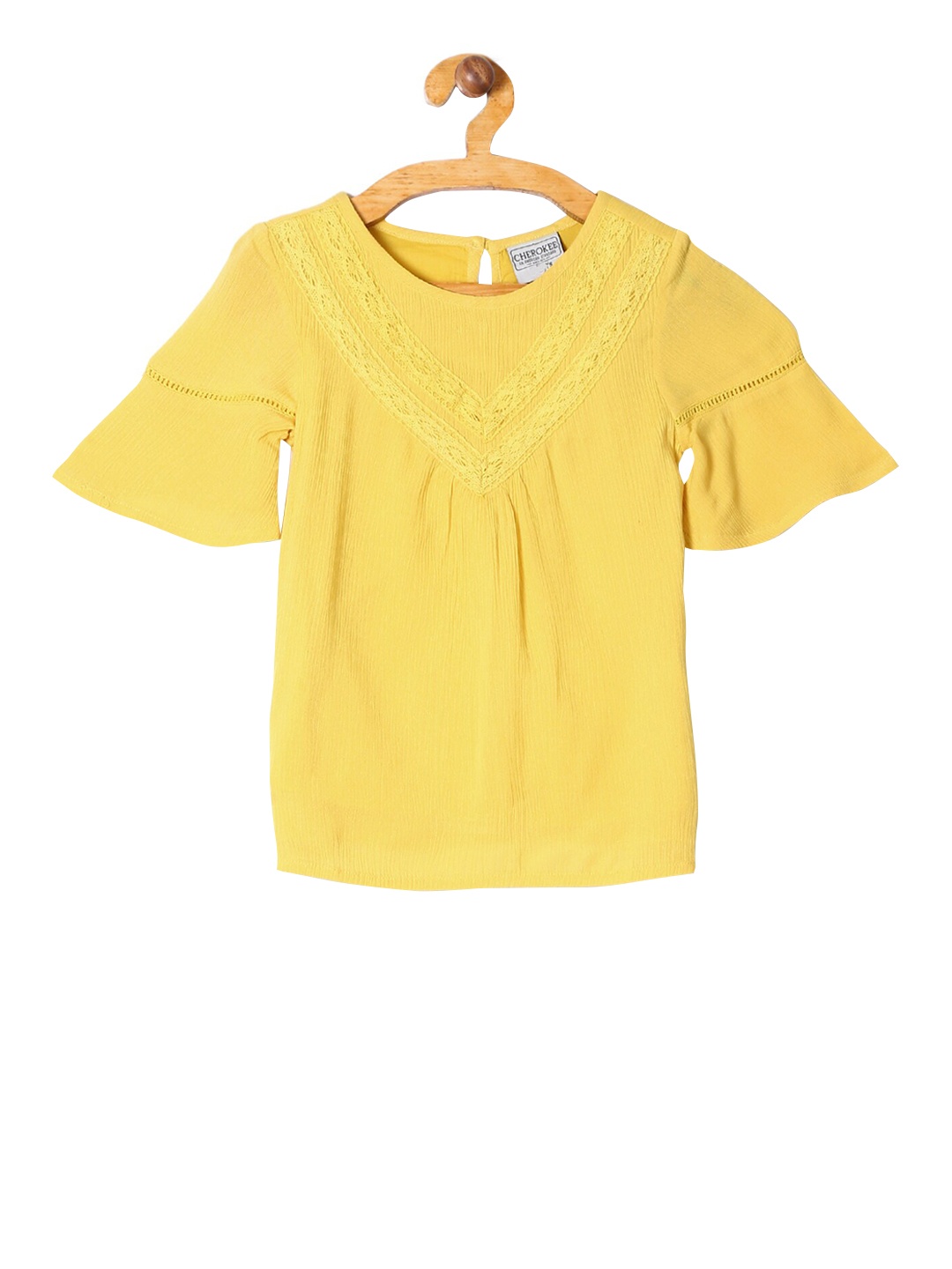 

Cherokee Girls Yellow Solid Lace Top