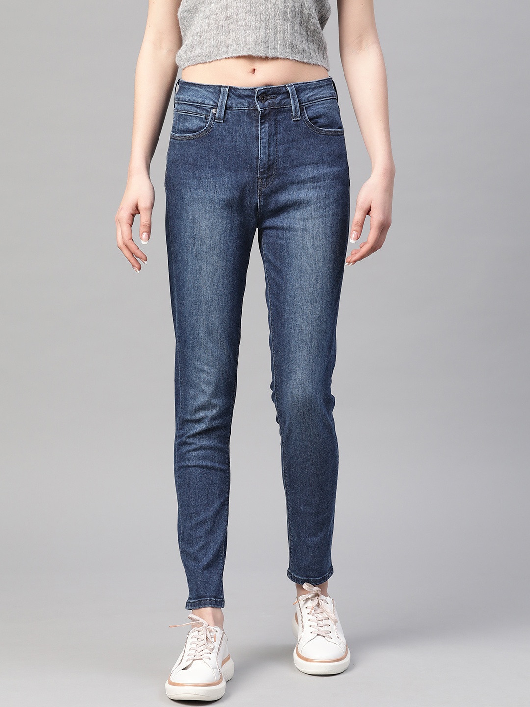 

Pepe Jeans Women Navy Blue Skinny Fit High-Rise Clean Look Stretchable Jeans