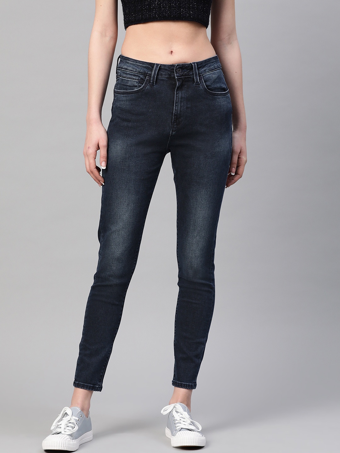 

Pepe Jeans Women Navy Blue Skinny Fit High-Rise Clean Look Stretchable Jeans