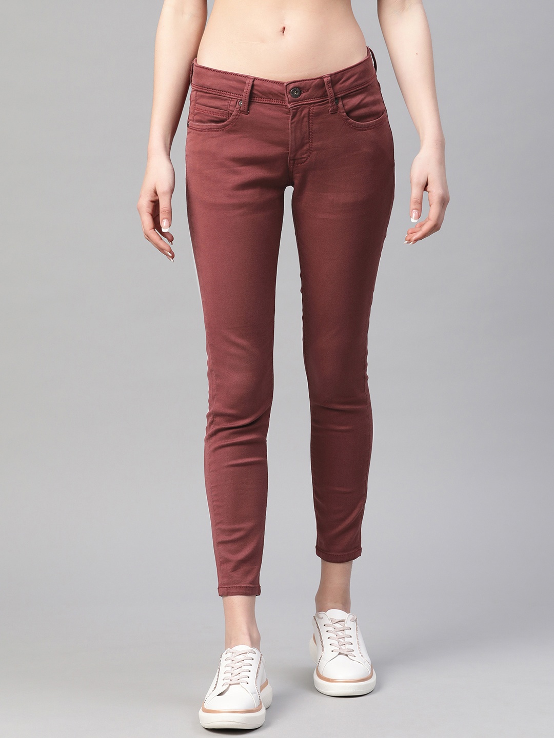 

Pepe Jeans Women Rust Skinny Fit Mid-Rise Clean Look Stretchable Jeans