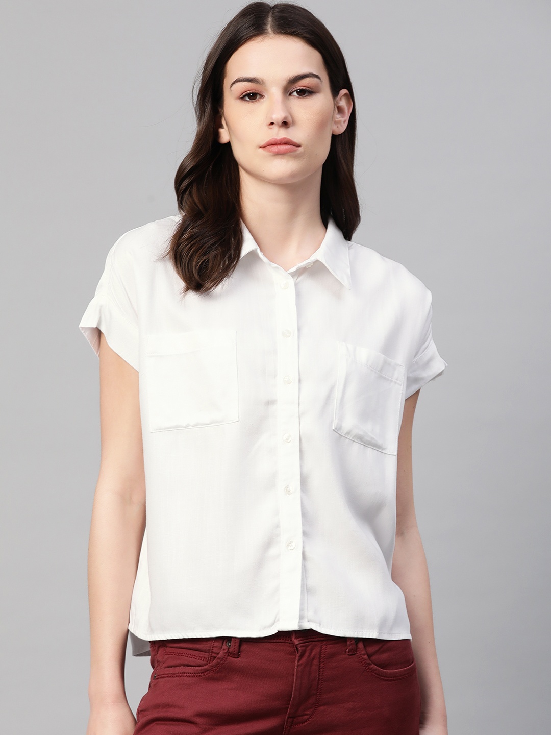 

Pepe Jeans Women White Regular Fit Solid Casual Shirt