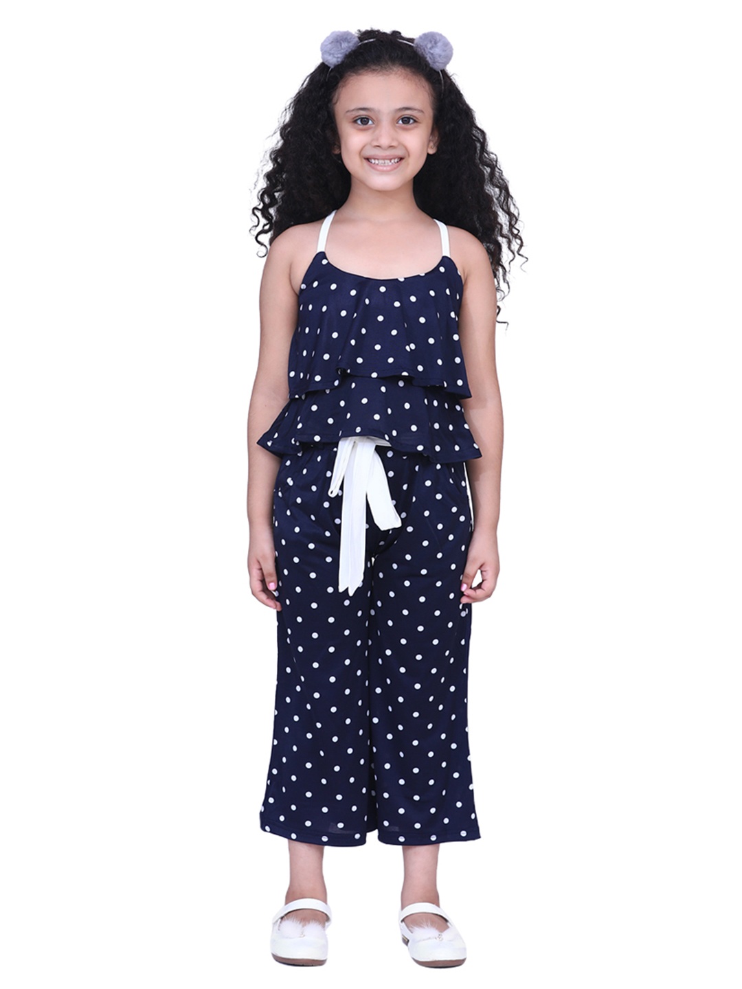 

ADIVA Girls Navy Blue & White Printed Top with Palazzos