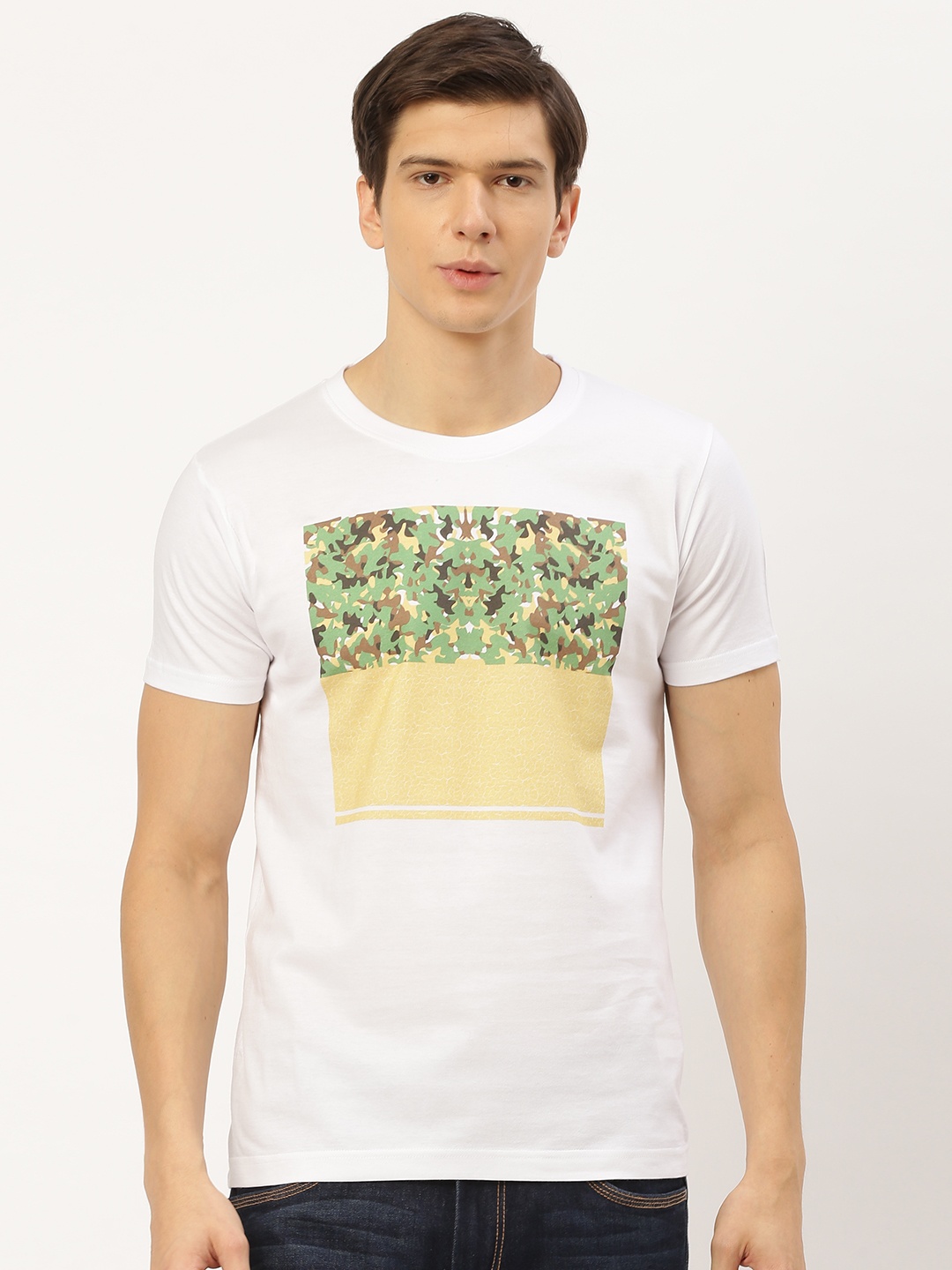 

THE CHAMBAL Men White Printed Round Neck T-shirt