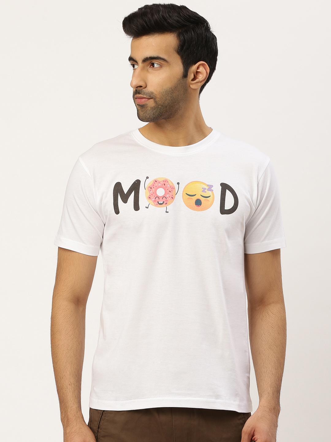 

THE CHAMBAL Men White Graphic Print Round Neck Bio-Wash Pure Cotton T-shirt