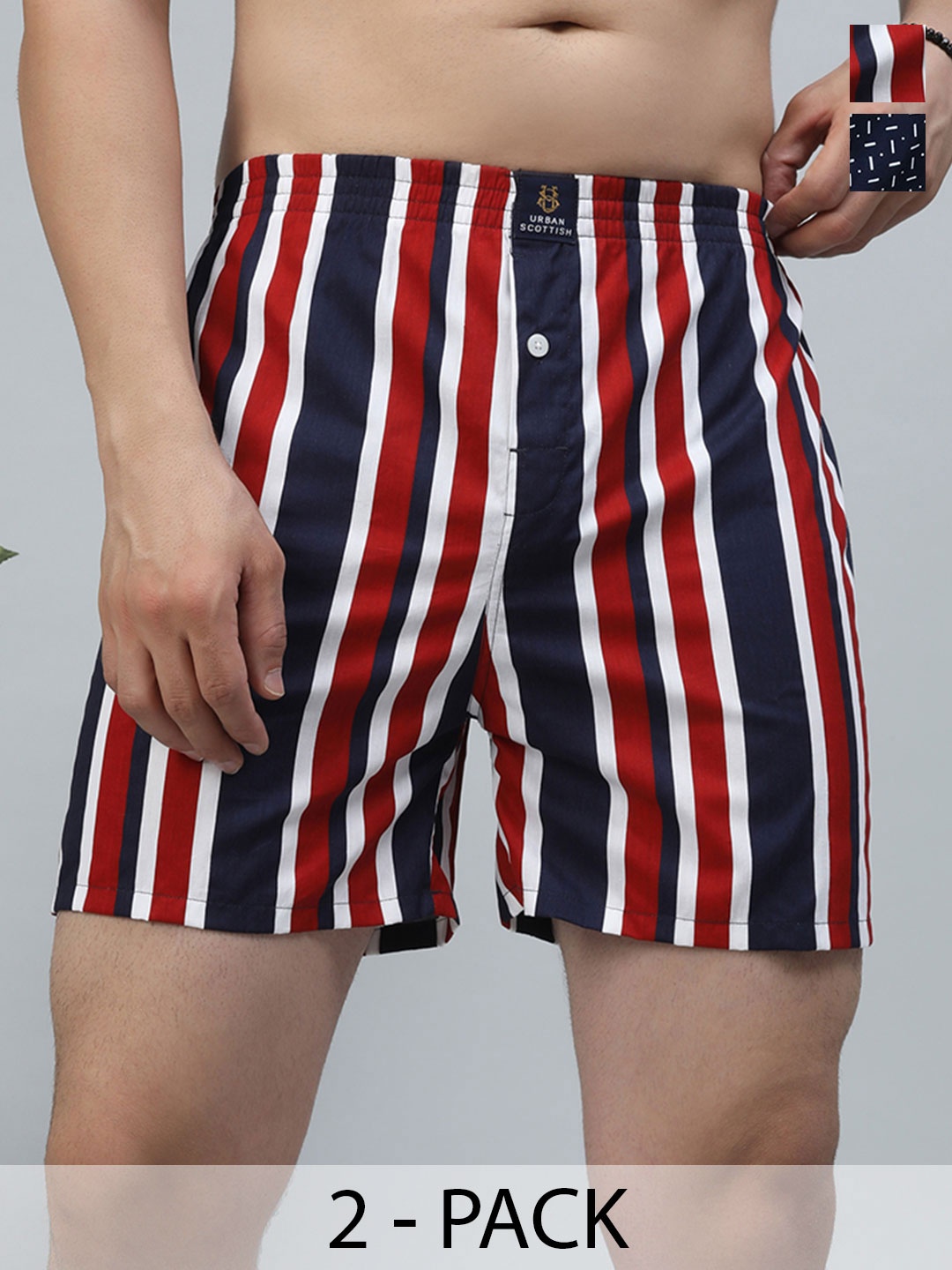 

URBAN SCOTTISH Men Pack of 2 Pure Cotton Boxers, Red