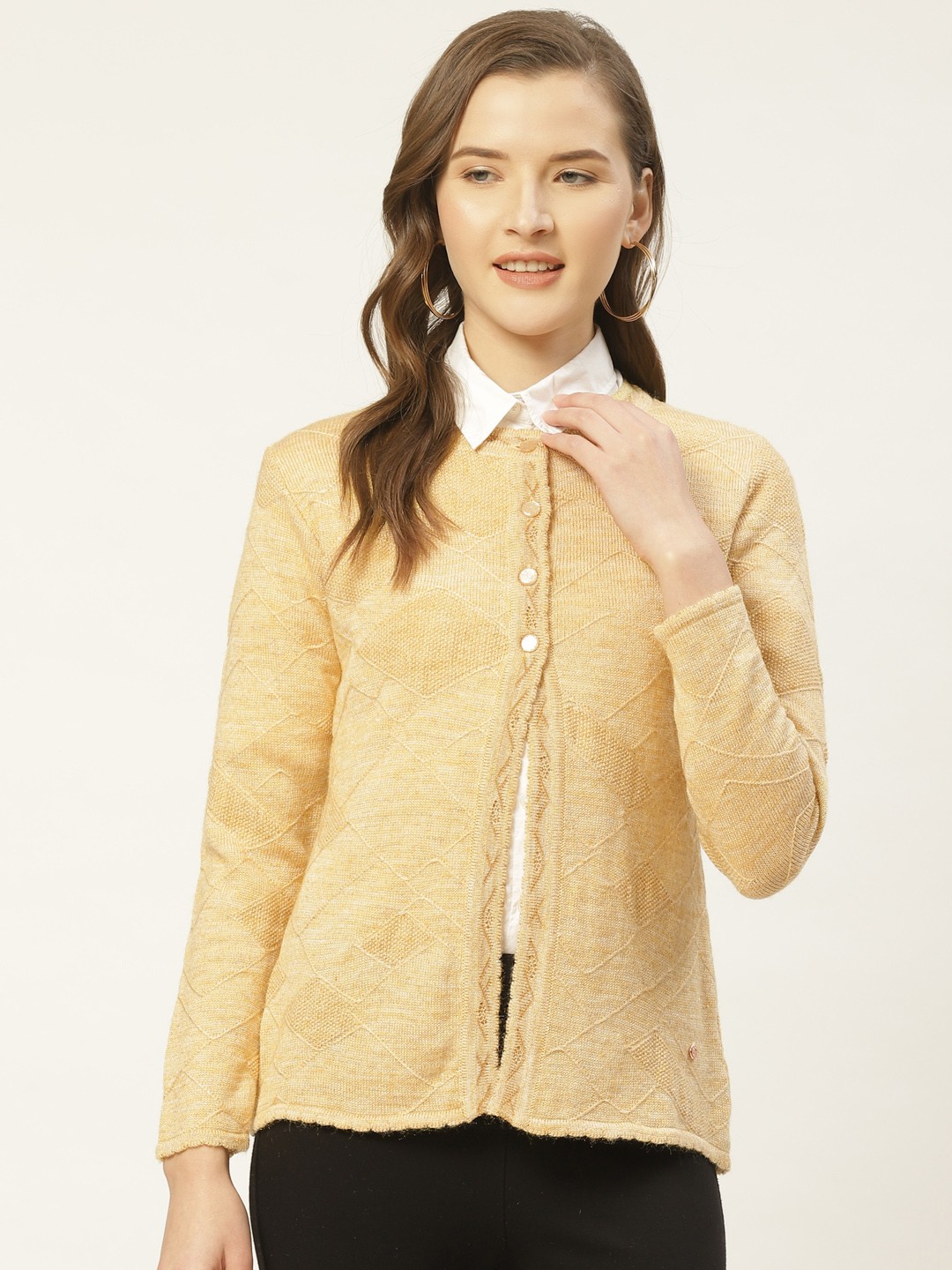 

Duke Women Cream-Coloured Self Design Cardigan