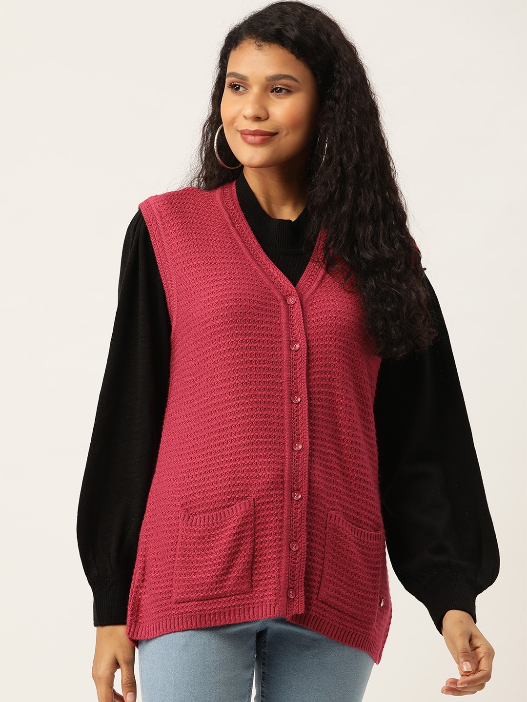 

Duke Women Pink Self Design Cardigan