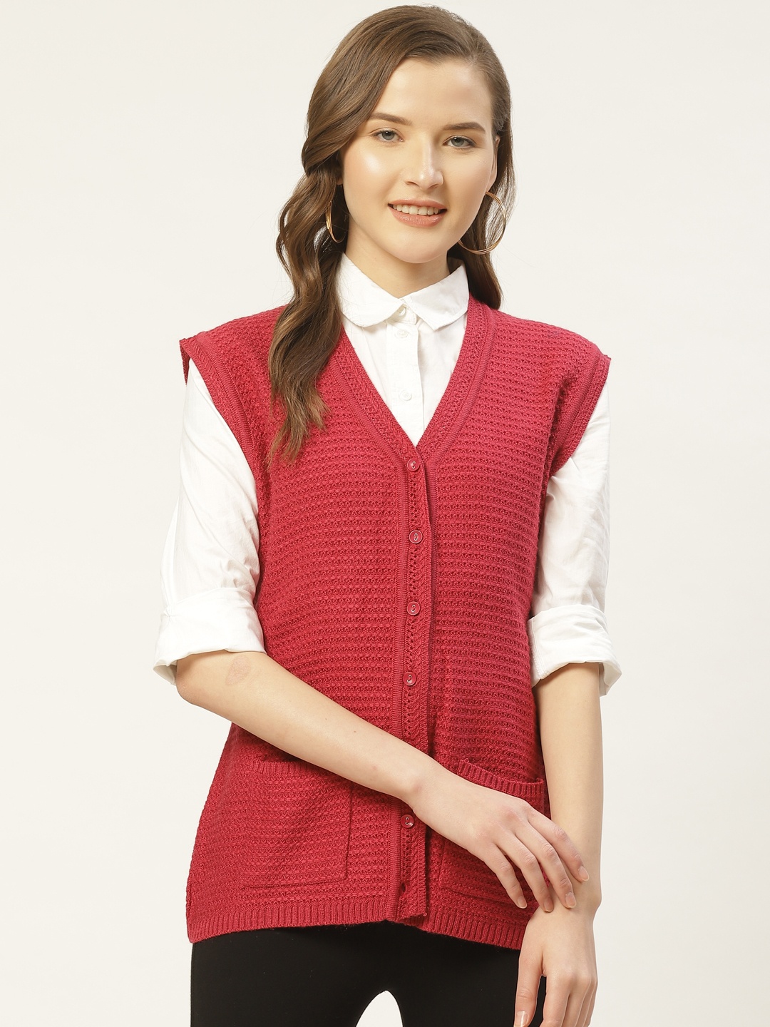 

Duke Women Pink Self Design Cardigan