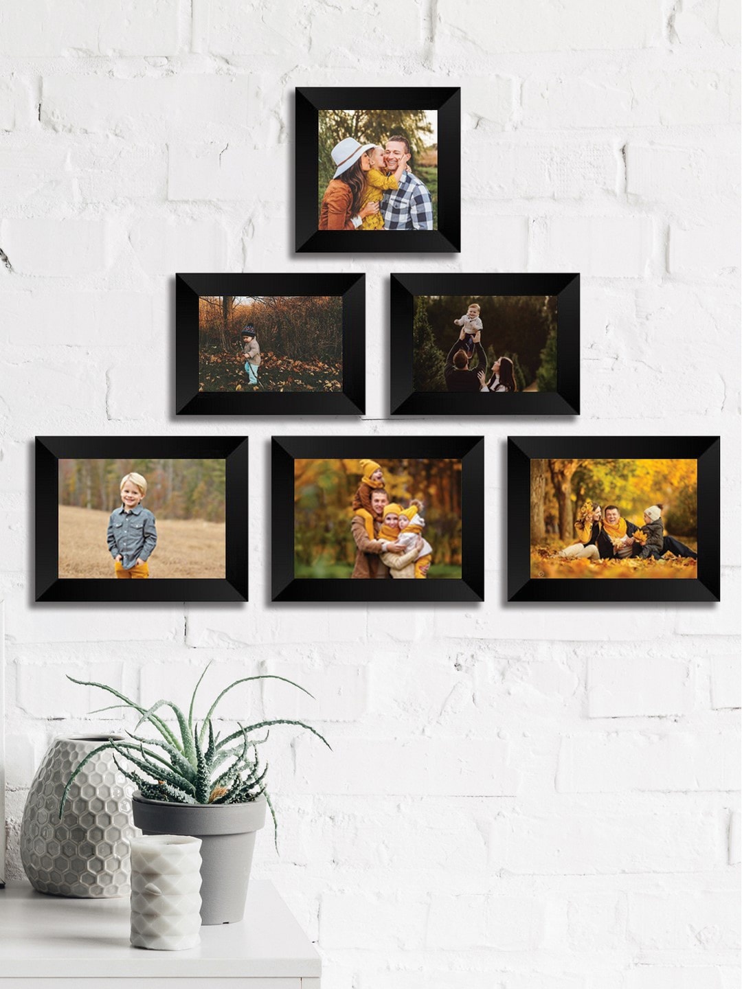 

eCraftIndia Set of 6 Black Solid Memory Wall Collage Photo Frames