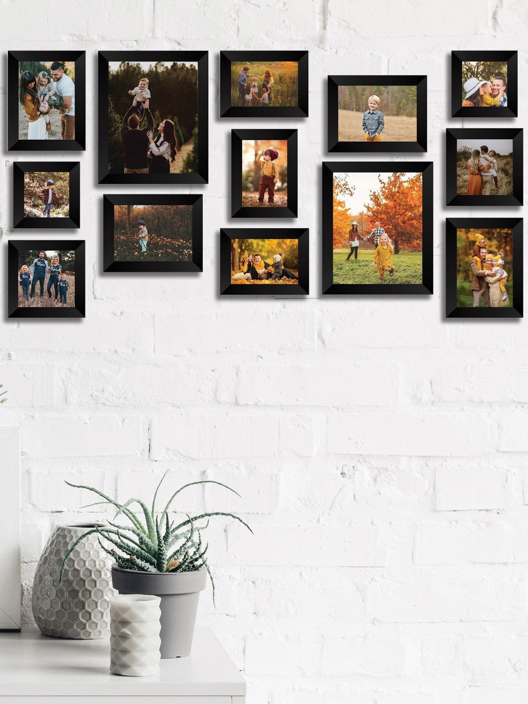 

eCraftIndia Set Of 13 Black Solid Memory Wall Collage Photo Frames