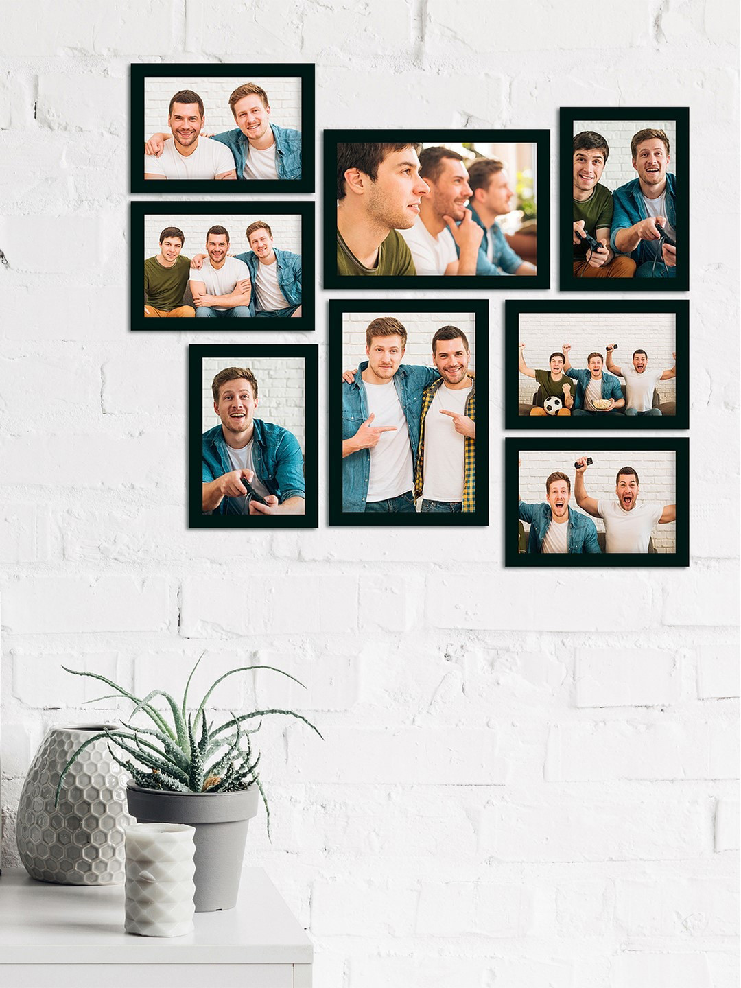 

eCraftIndia Set Of 8 Black Solid Memory Wall Collage Photo Frames