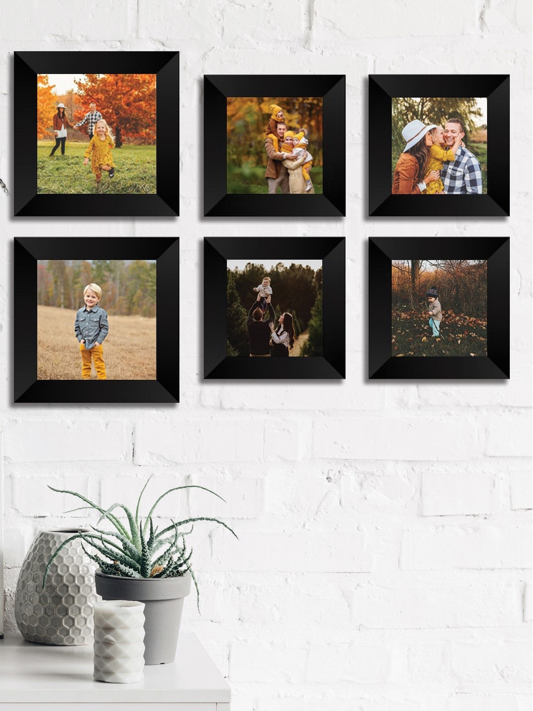 

eCraftIndia Set Of 6 Black Solid Square Memory Wall Collage Photo Frames
