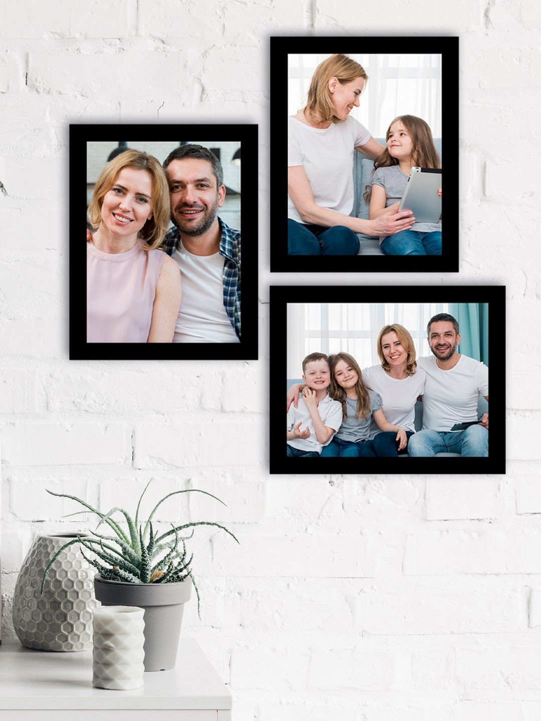 

eCraftIndia Set Of 3 Black Solid Memory Wall Collage Photo Frames