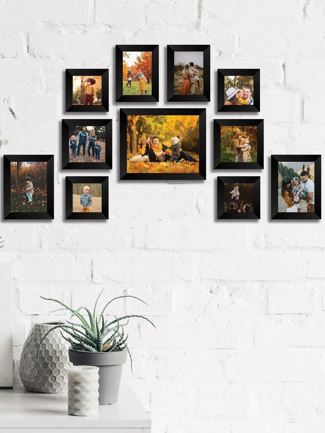 

eCraftIndia Set Of 11 Black Solid Memory Wall Collage Photo Frames