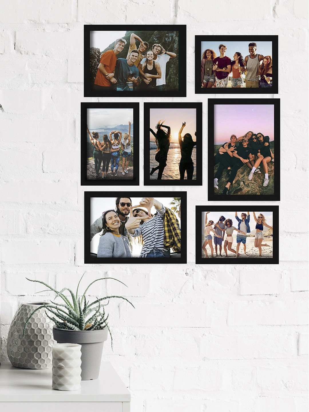 

eCraftIndia Set of 7 Black Wall Collage Photo Frames