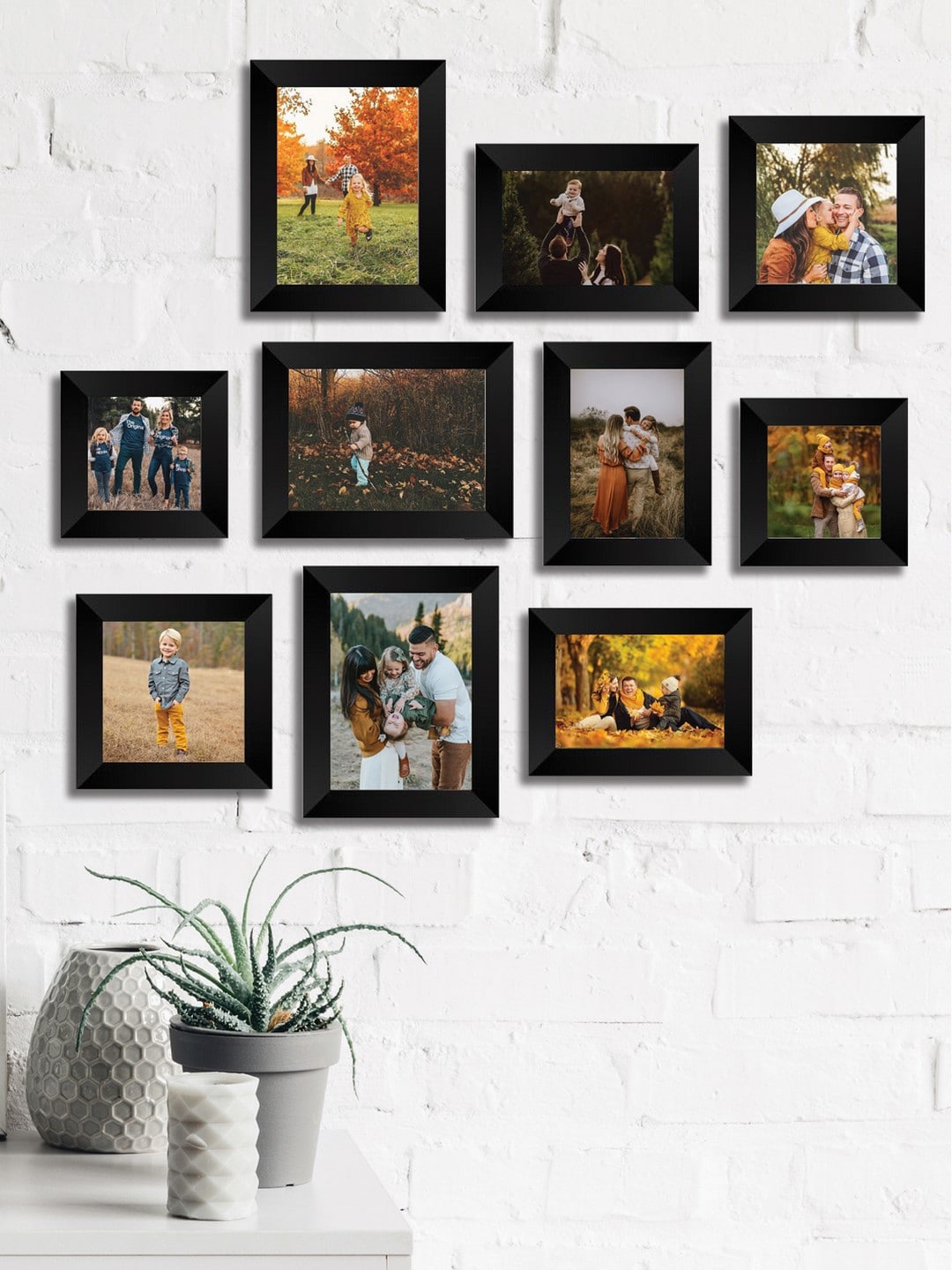 

eCraftIndia Set Of 9 Solid Memory Wall Collage Photo Frames, Black